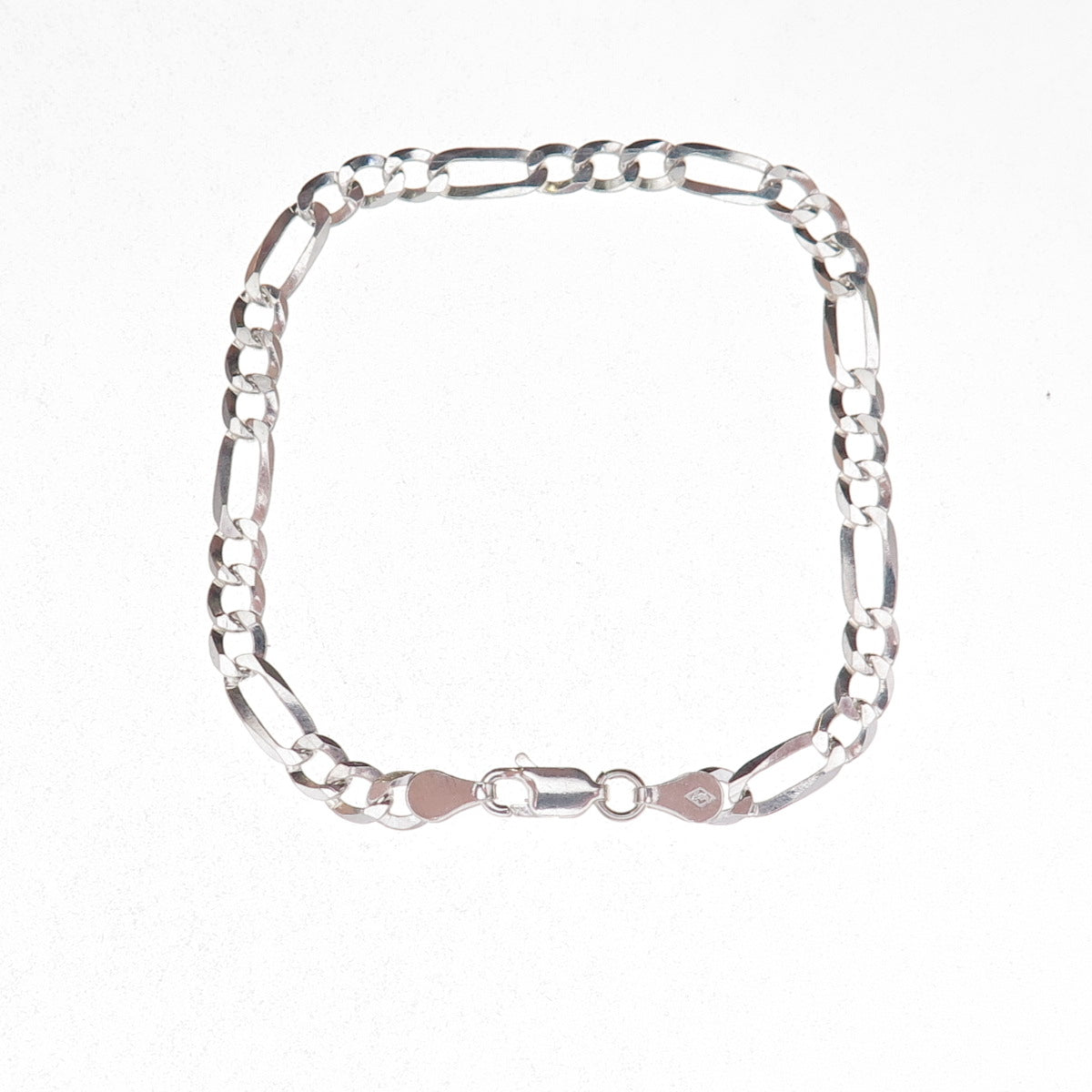 P. Lux 925 Sterling Silver Italy Figaro Link Bracelet 7"