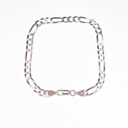 P. Lux 925 Sterling Silver Italy Figaro Link Bracelet 7"