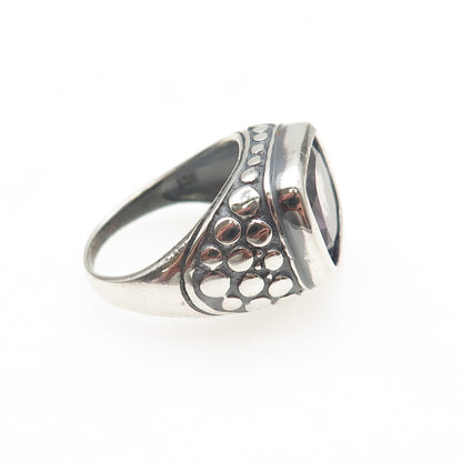 DEE BERKLE Sterling Silver Vintage Real Amethyst Oxidized Dotted Ring Size 7.25