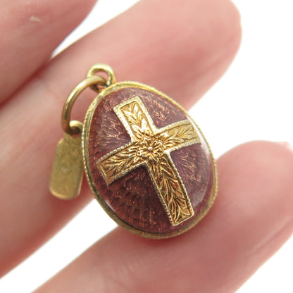 RAFKA Retired 925 Sterling Silver Vermeil Enamel Cross Egg Charm Pendant