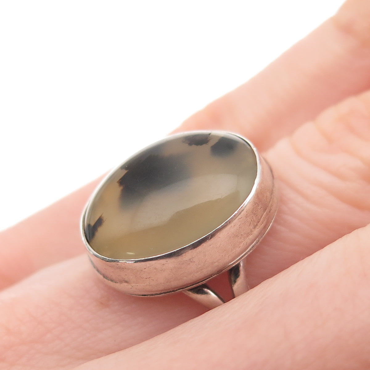 Old Pawn 925 Sterling Silver Vintage Southwestern Agate Tribal Ring Size 6