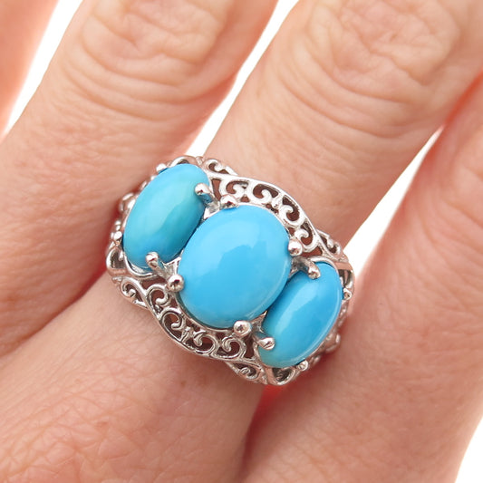 Chuck Clemency 925 Sterling Silver Real Sleeping Beauty Turquoise Ring Size 8