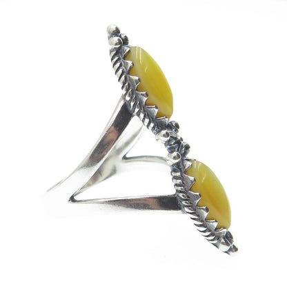 CAROLYN POLLACK 925 Sterling Silver Vintage Real MOP Oxidized Ring Size 9.25