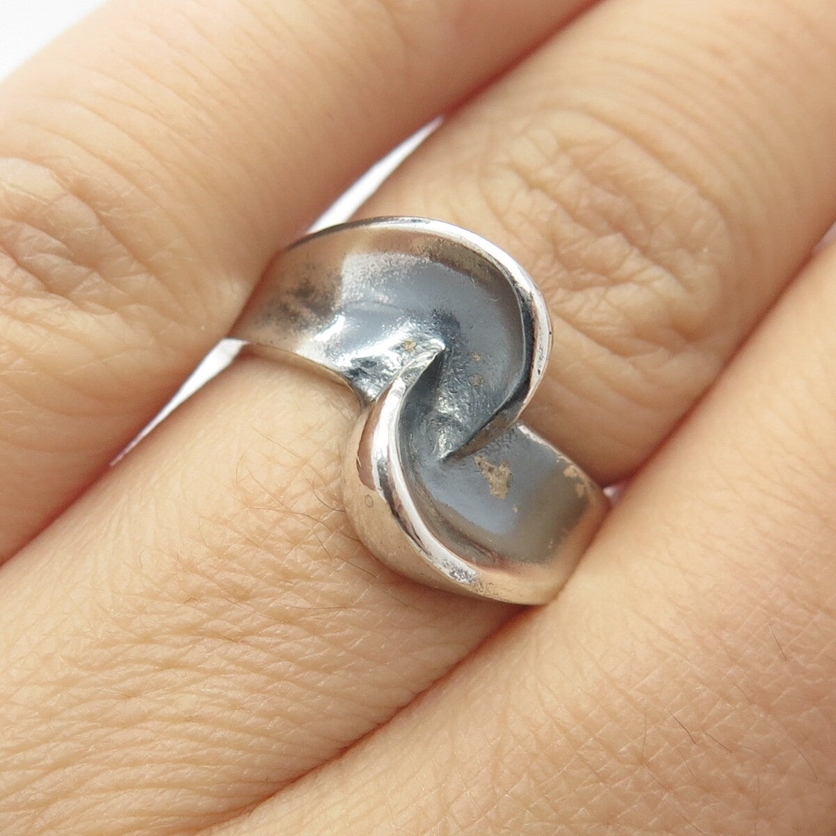 925 Sterling Silver Vintage Bypass Ring Size 6.5