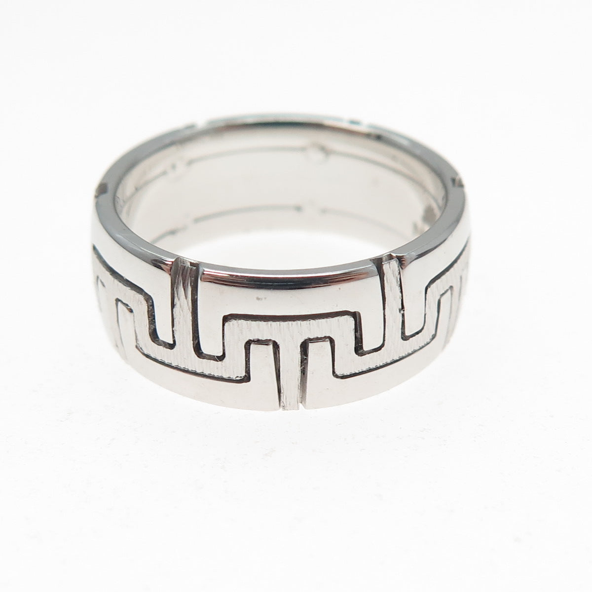 NEOS 925 Sterling Silver Textured Maze Band Ring Size 8