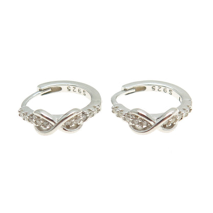 925 Sterling Silver Round-Cut C Z Infinity Hoop Earrings