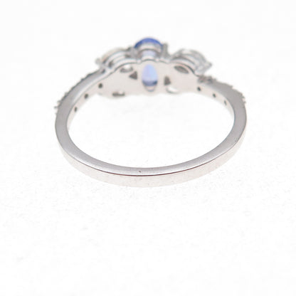 925 Sterling Silver Real Tanzanite & White Topaz Ring Size 8