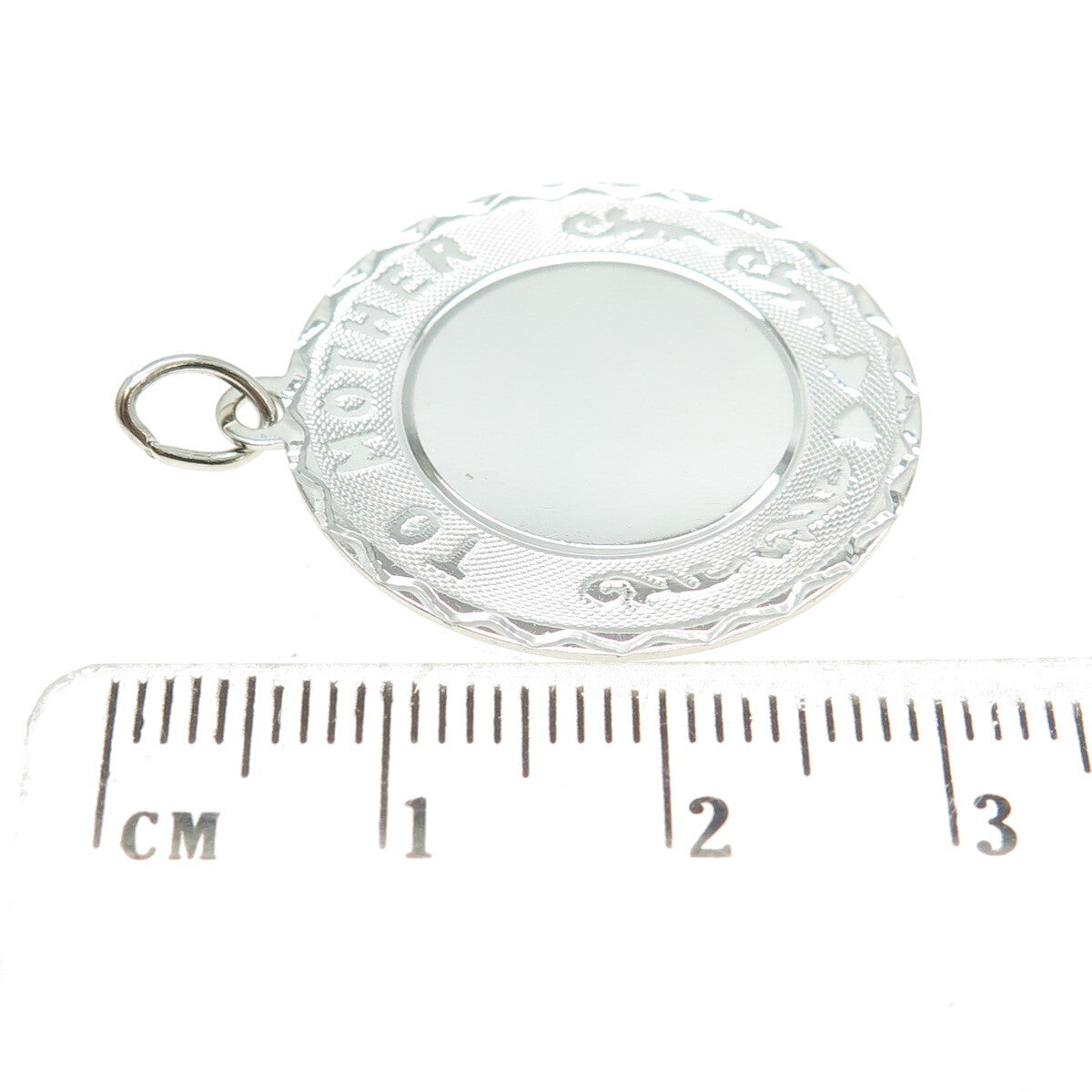 CREA 925 Sterling Silver Vintage "To Mother" Round Tag Pendant