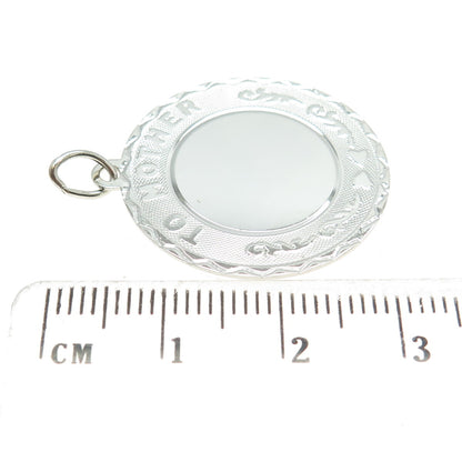 CREA 925 Sterling Silver Vintage "To Mother" Round Tag Pendant