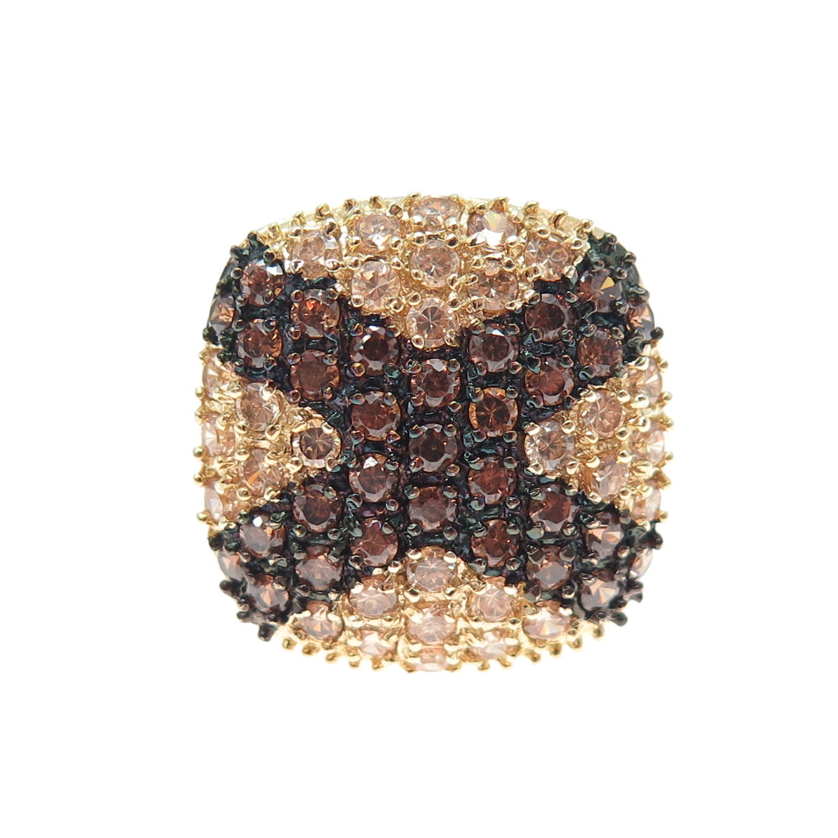 ROSS SIMONS Sterling Silver Gold Plated Cognac & Champagne C Z Ring Size 5.25