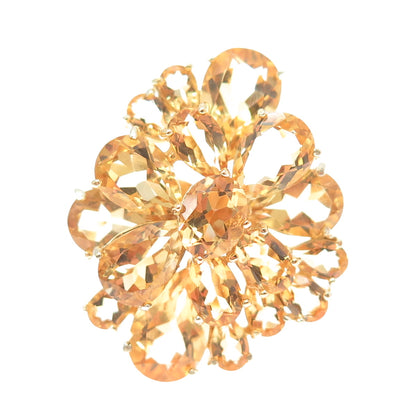 CHAPAL ZENRAY Sterling Silver Gold Plated Real Citrine Cluster Ring Size 5.75