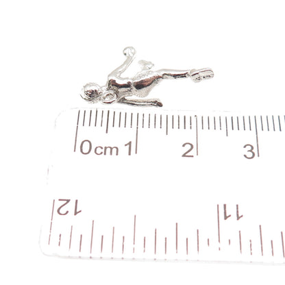 925 Sterling Silver Vintage Female Bowler 3D Mini Charm Pendant