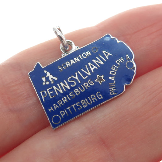 DANECRAFT Sterling Silver Vintage Enamel Pennsylvania Minimalist Charm Pendant