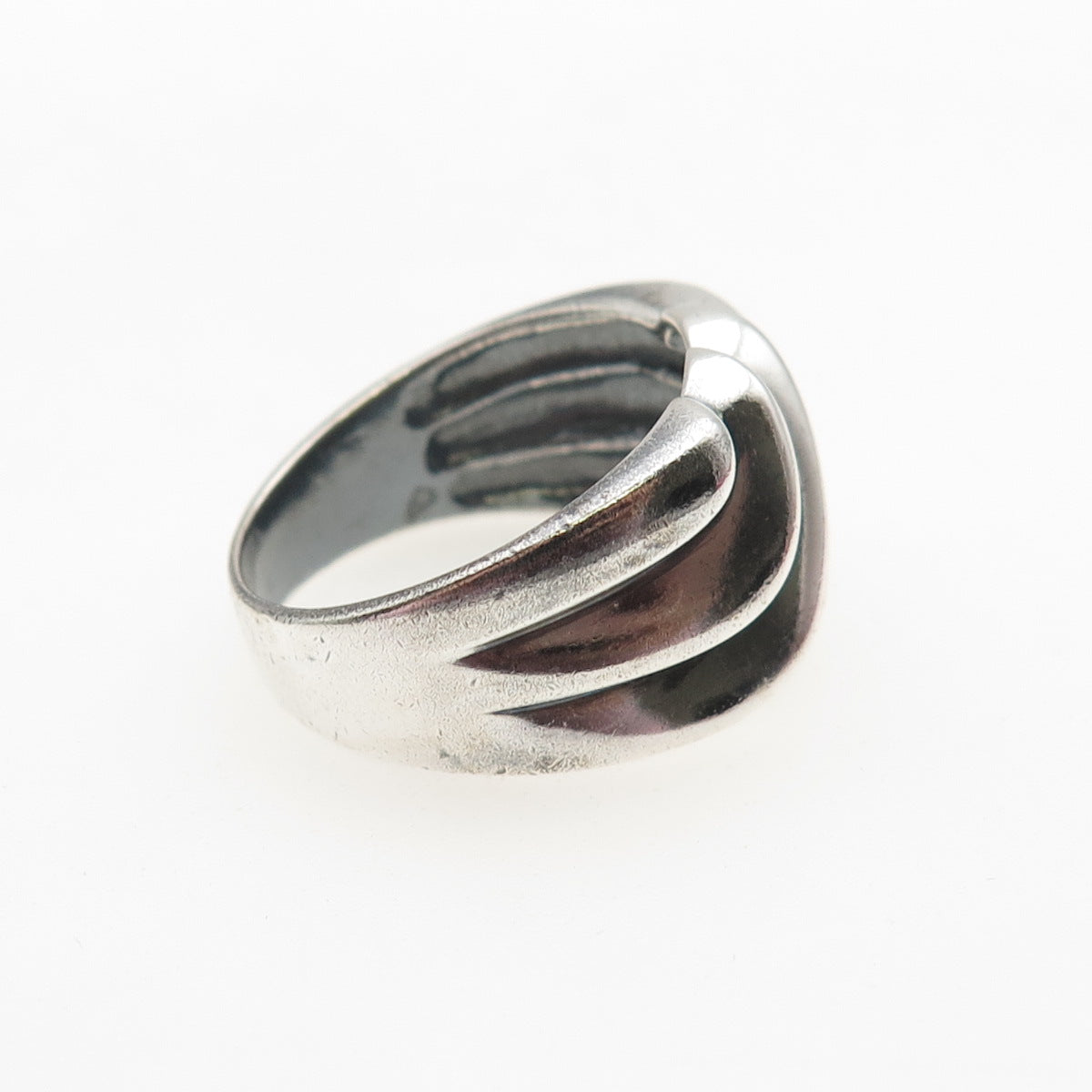 CHAPAL ZENRAY 925 Sterling Silver Vintage Modernist Oxidized Ring Size 9