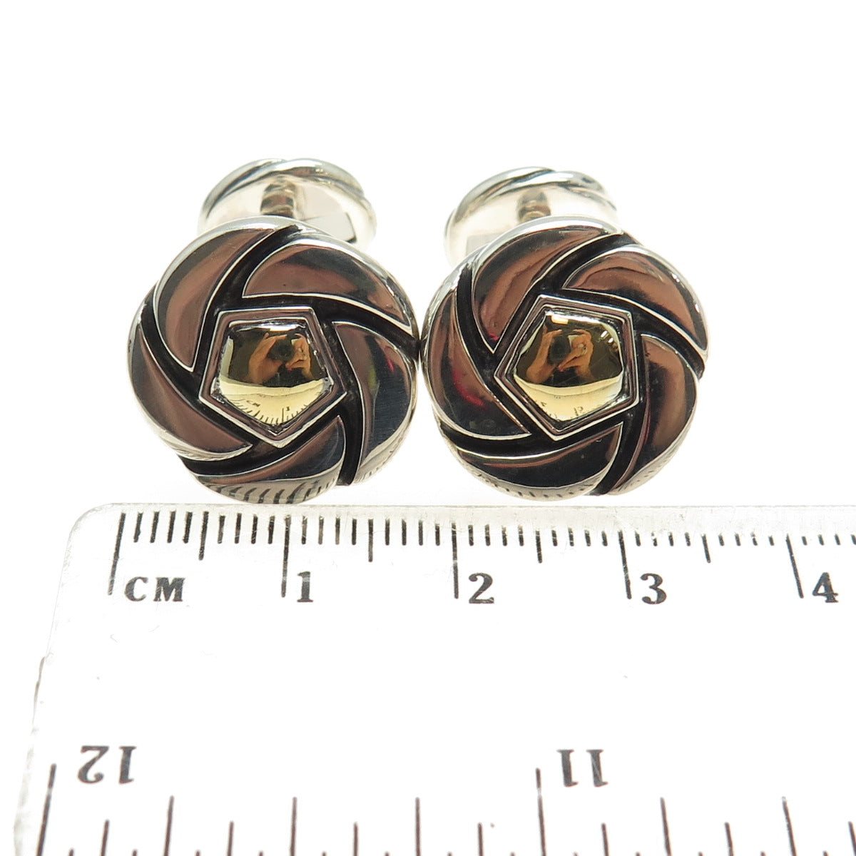 DAVID YURMAN 18K Yellow Gold & 925 Sterling Silver Floral Cufflinks