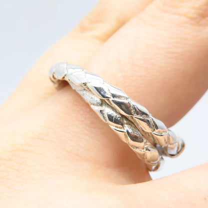 925 Sterling Silver Vintage Double Interlocked Ring Size 8.75