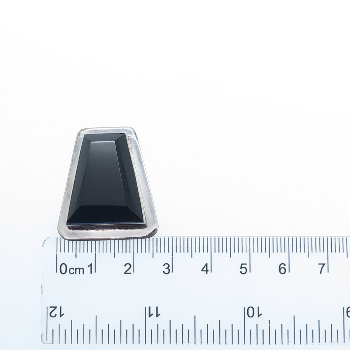925 Sterling Silver Vintage Mexico Real Black Onyx Modernist Slide Pendant