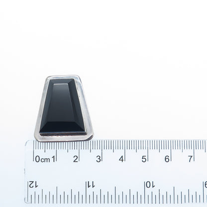 925 Sterling Silver Vintage Mexico Real Black Onyx Modernist Slide Pendant