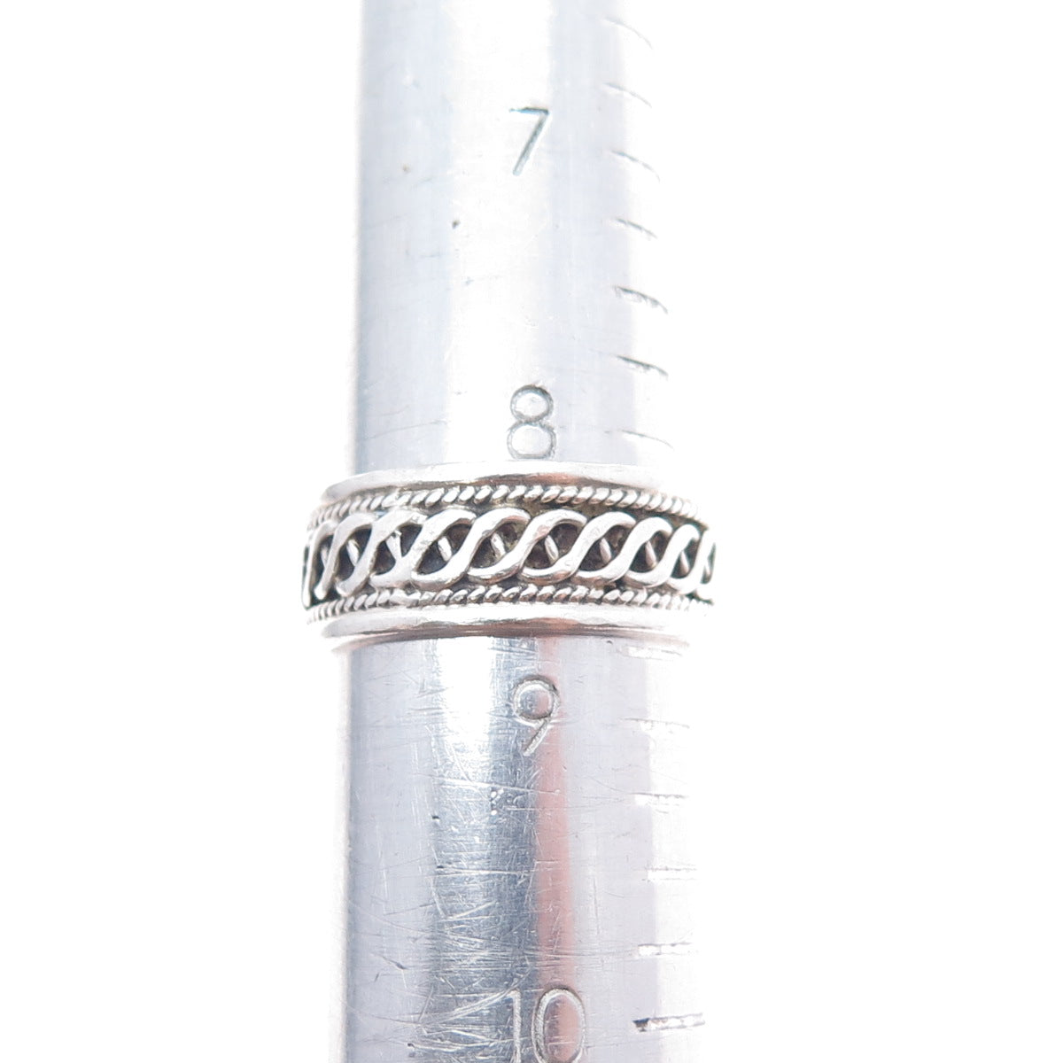 925 Sterling Silver Vintage Braided Oxidized Band Ring Size 8.75