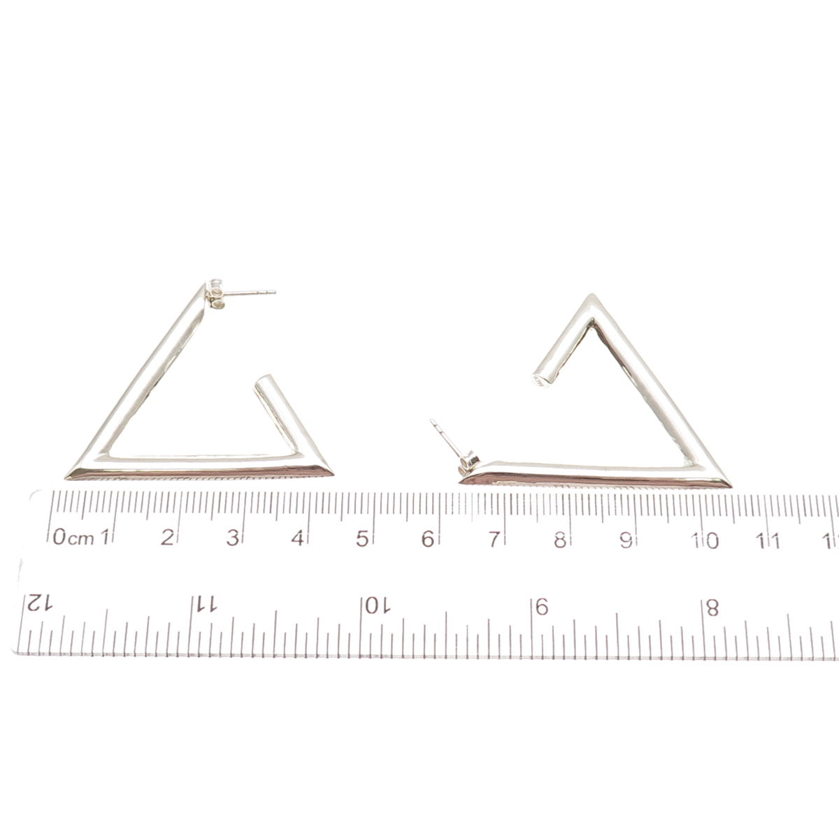 925 Sterling Silver Vintage Modernist Triangle Hoop Earrings