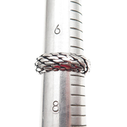 925 Sterling Silver Vintage Braided Oxidized Band Ring Size 7.25