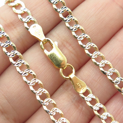 P. LUX 925 Sterling Silver 2-Tone Italy Diamond-Cut Flat Curb Chain Necklace 26"