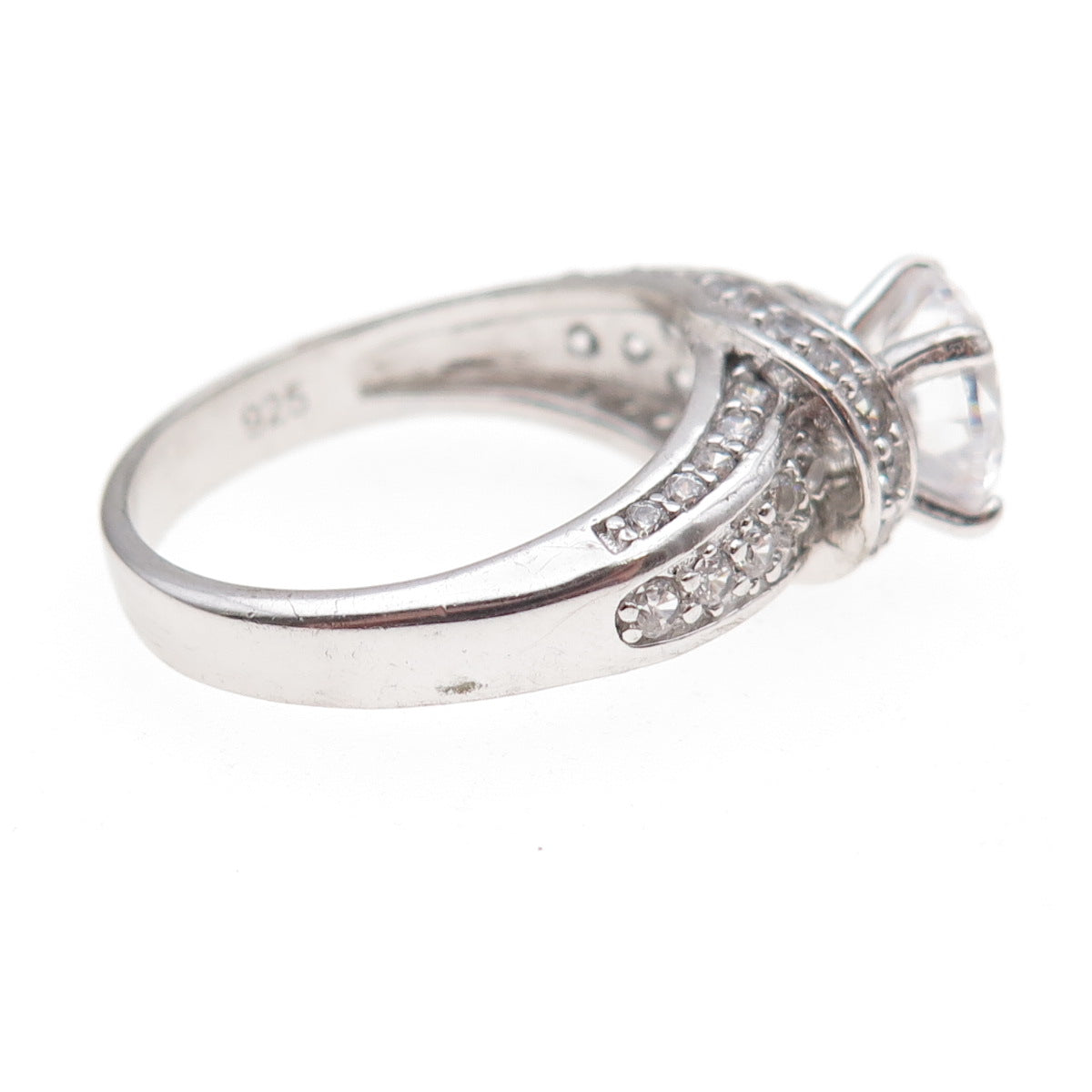 Seta 925 Sterling Silver Round-Cut C Z Engagement Ring Size 9.25