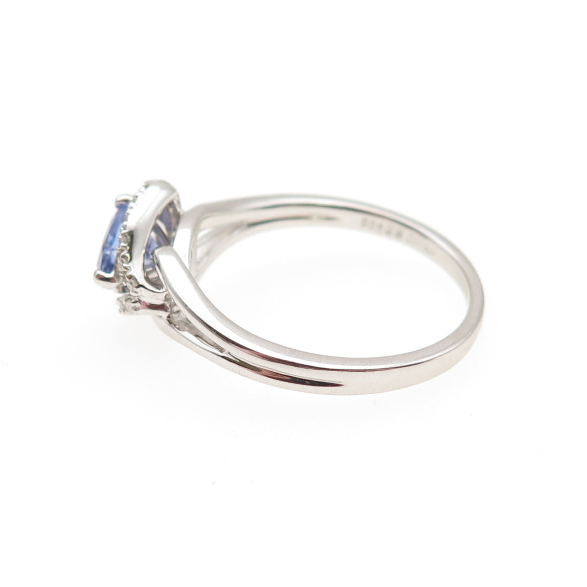 J. Stella 925 Sterling Silver Real Diamond & Tanzanite Ring Size 10