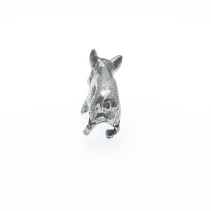 925 Sterling Silver Vintage Little Pig Oxidized 3D Miniature