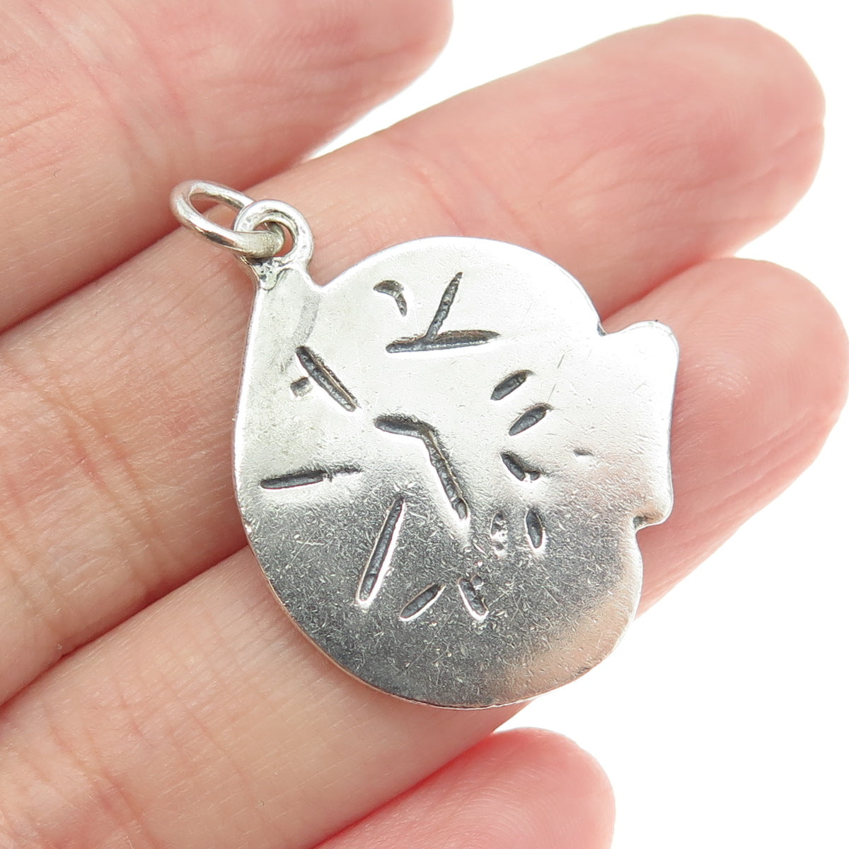 925 Sterling Silver Vintage Modernist Engraved Pendant