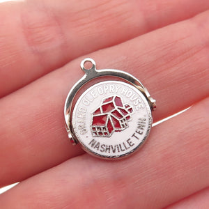 925 Sterling Silver Vintage Enamel Grand Ole Opry House Nashville Mini Pendant