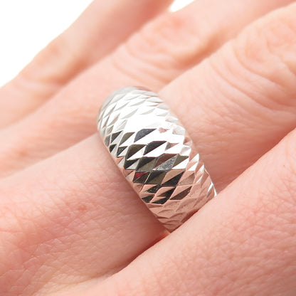 Chapal Zenray 925 Sterling Silver Diamond-Cut Dome Ring Size 7.25