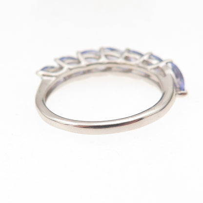 Chuck Clemency 925 Sterling Silver Real Marquise-Cut Tanzanite Ring Size 7