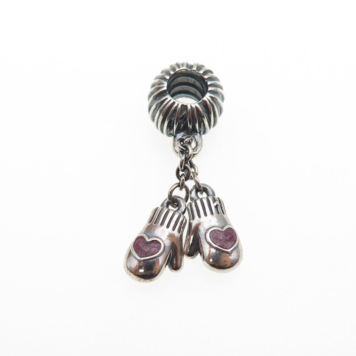 PANDORA 925 Sterling Silver Enamel Winter Mittens Dangle Slide Charm