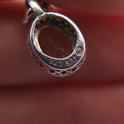 SAI 925 Sterling Silver Real Diamond Accent & Citrine Mini Charm Pendant