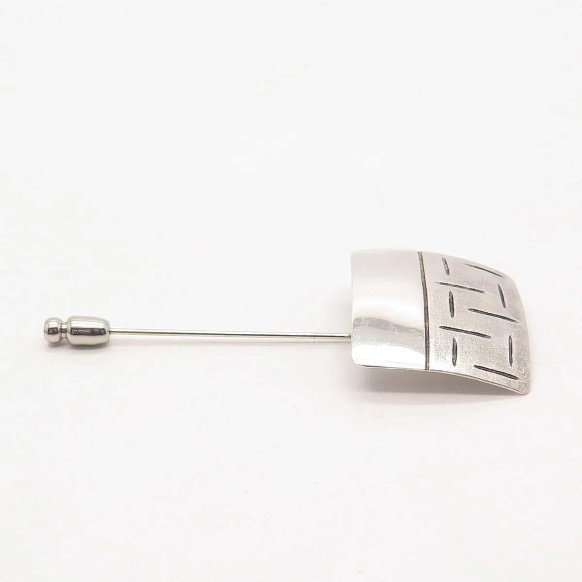 925 Sterling Silver Vintage Israel Textured Square Lapel Pin