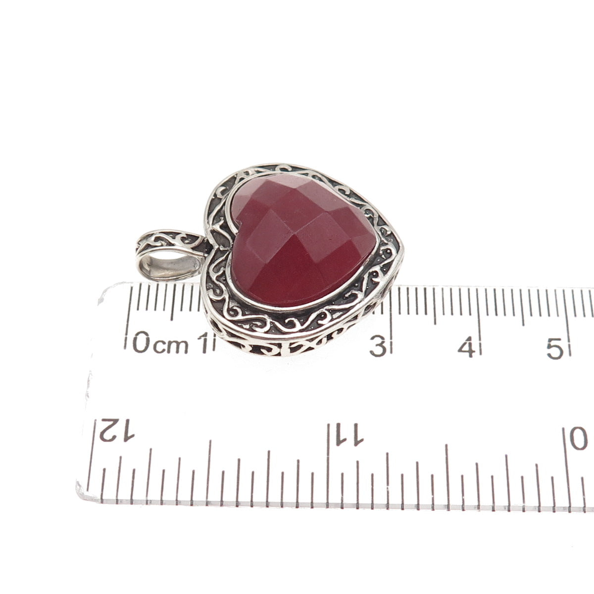 ATI Annika Witt 925 Sterling Silver Vintage Real Cherry Tourmaline Heart Pendant