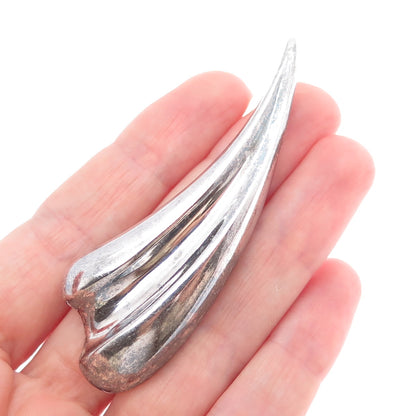 BAYANIHAN 925 Sterling Silver Vintage Modernist Claw Oxidized Pin Brooch