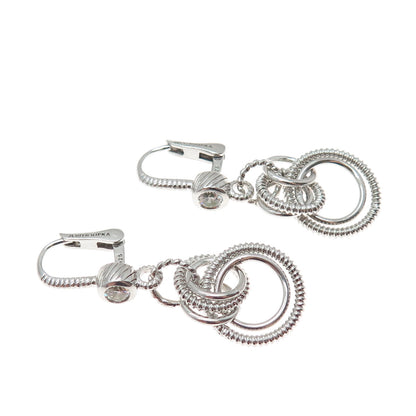 JUDITH RIPKA 925 Sterling Silver Round-Cut C Z Multi-Circle Dangle Earrings