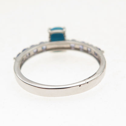 Chuck Clemency 925 Sterling Silver Real Turquoise & Tanzanite Ring Size 8.25