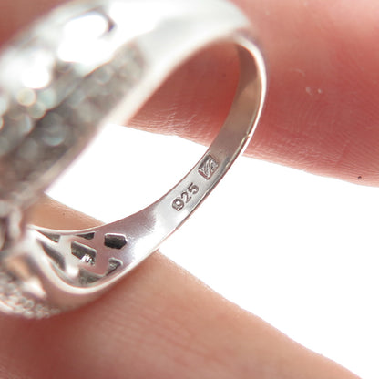 925 Sterling Silver Real Round-Cut Diamond Heart Promise Ring Size 7