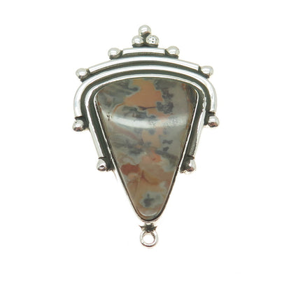 ELYSIUM INC. 925 Sterling Silver Vintage Real Jasper Modernist Pendant