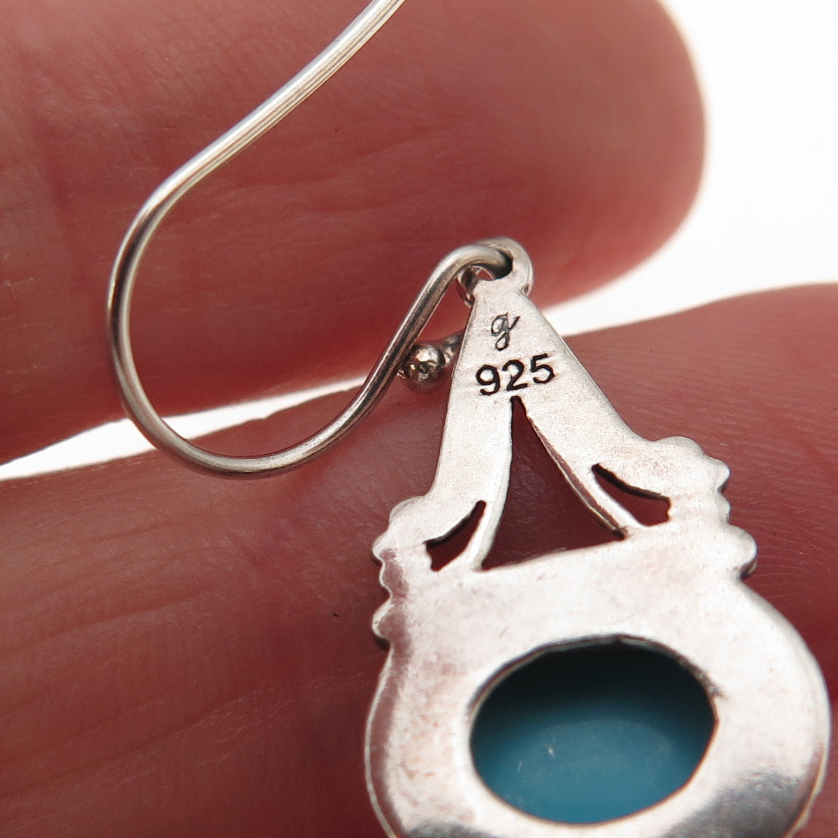 Samuel Benham 925 Sterling Silver Vintage Real Turquoise Dangle Earrings