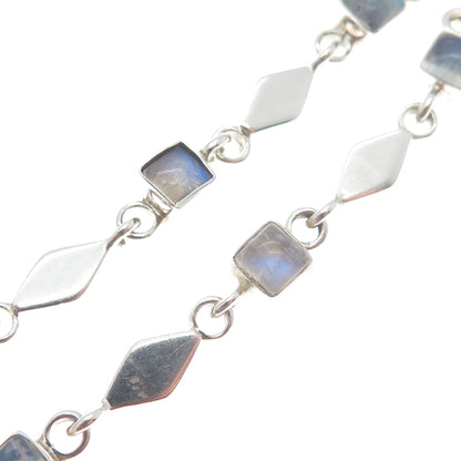 DOUG PAULUS Sterling Silver Vintage Real Moonstone Geometric Link Bracelet 7"