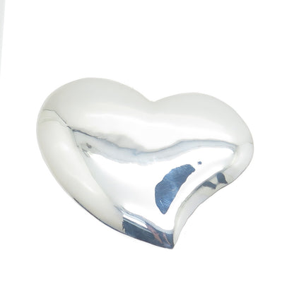 925 Sterling Silver Vintage Modernist Puffy Heart Belt Buckle
