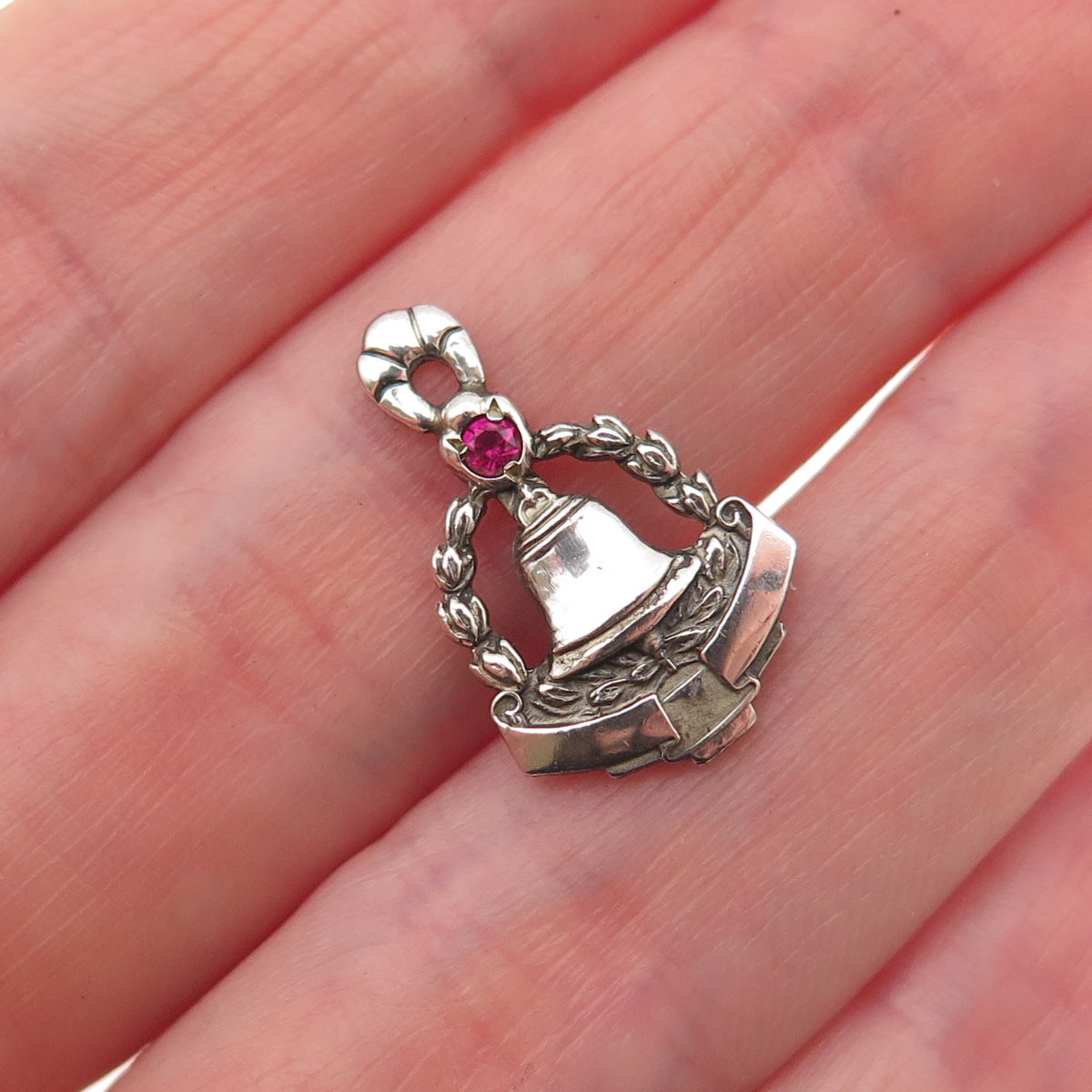 CTO O.C. Tanner 925 Sterling Silver Vintage Rhinestone Bell Mini Charm Pendant