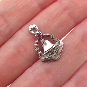 CTO O.C. Tanner 925 Sterling Silver Vintage Rhinestone Bell Mini Charm Pendant