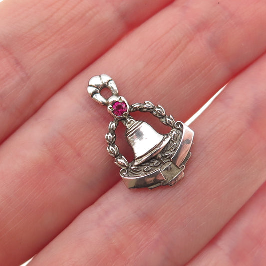 CTO O.C. Tanner 925 Sterling Silver Vintage Rhinestone Bell Mini Charm Pendant