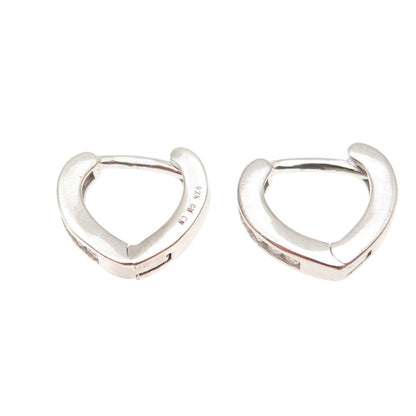 925 Sterling Silver Round-Cut C Z Heart Hoop Earrings