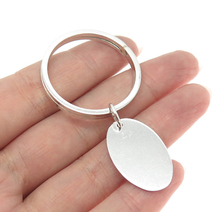 MC CO 925 Sterling Silver Vintage Engravable Oval Tag Key Ring Holder